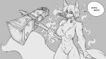  anthro big_breasts breasts canid canine female fire fox fur genitals hammer large_weapon looking_at_viewer mammal melee_weapon nipples nude pussy regys_(carp) solo tools warhammer watsup weapon 