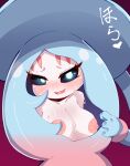  areola big_breasts black_sclera blue_hair blush blush_lines bodily_fluids breasts exposed_breasts female generation_8_pokemon glistening glistening_eyes hair hatterene hi_res huge_breasts humanoid japanese_text long_hair nervous nervous_smile nervous_sweat nintendo nipples open_mouth pink_nipples pokemon pokemon_(species) seductive simple_background solo sweat text white_body 