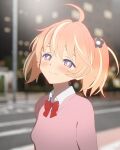  +_+ 1girl 3d ahoge blender_(medium) blonde_hair blurry blurry_background blush bow bowtie bright_pupils city closed_mouth collared_shirt flower hair_flower hair_ornament half-closed_eyes head_tilt highres light_smile looking_at_viewer medium_hair multicolored_eyes multicolored_hair night orange_hair outdoors pink_eyes pink_sweater purple_eyes red_bow red_bowtie rinne_(rinrinne) rinrinne rinrinne39_(artist) school_uniform shirt smug solo split_mouth streaked_hair sweater two_side_up upper_body virtual_youtuber white_pupils white_shirt 