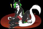  balls blush caught caught_off_guard detruo exclamation_point genitals knot male open_mouth penis sergal solo spread_legs spreading surprise surprised_expression talon_(taloninthemist123) 