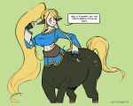  big_breasts blonde_hair breasts centaur centorea_shianus_(monster_musume) clothed clothing cosplay costume equid equid_taur equine equine_ears female fully_clothed hair humanoid_taur mammal mammal_taur monster_girl_(genre) monster_musume nintendo nipple_outline princess_zelda solo tail-blazer taur the_legend_of_zelda tight_clothing 