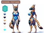  anthro big_breasts big_butt breasts butt clothing ecohowl female female/female feral hi_res machine one-piece_swimsuit protogen protogen_visor solo swimwear thick_thighs 