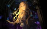  1girl abigail_williams_(fate) absurdres black_bow black_dress black_headwear blonde_hair blue_eyes bow bug butterfly candle candlelight dress fate/grand_order fate_(series) floating_hair forehead hair_bow highres holding holding_candle indoors lantern long_hair looking_at_viewer may_(2747513627) multiple_hair_bows orange_bow parted_bangs parted_lips polka_dot polka_dot_bow sleeves_past_fingers sleeves_past_wrists solo stained_glass stuffed_animal stuffed_toy teddy_bear 