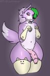  anthro big_penis canid canine canis cat_costume clothing collar costume curvy_figure cute_expression eriklechugaa five_nights_at_freddy&#039;s five_nights_at_freddy&#039;s:_security_breach genitals girly hi_res male mammal penis purple_body roxanne_wolf_(fnaf) scottgames solo steel_wool_studios wolf 