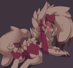  anthro biped butt cc-by-nc-sa claws creative_commons eyewear female floppy_ears generation_7_pokemon glasses glowing glowing_eyes hi_res honowyn lycanroc midnight_lycanroc nintendo pokemon pokemon_(species) solo tail 