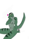  anthro crocodile crocodilian crocodylid fail female female/female genitals green_body green_skin houmlander intersex intersex/female reptile scalie shamira_(doomthewolf) solo tail yellow_eyes 