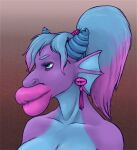  anthro breasts demino_(deminothedragon) digital_media_(artwork) dragon ear_piercing eyelashes female gmad hair hi_res horn huge_lips hyper hyper_lips lips lipstick long_eyelashes makeup mascara nude piercing ponytail_(hair) simple_background solo thick_lips 