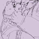  anthro auyuy444 bear blush bodily_fluids crave_saga duo eyebrows felid gabu_(crave_saga) kissing male male/male mammal pantherine remaias saliva saliva_string sketch thick_eyebrows tiger 