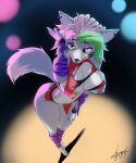  2023 4_toes 5_fingers absurd_res anthro areola artist_name belt big_breasts blulesnsfw bracelet breasts canid canine canis chromatic_aberration claws clothed clothing digital_media_(artwork) ear_piercing ear_ring eyeshadow feet female fingers five_nights_at_freddy&#039;s five_nights_at_freddy&#039;s:_security_breach fur green_highlights hair hand_on_leg hand_on_thigh hi_res highlights_(coloring) inverted_nipples jewelry looking_at_viewer makeup mammal navel nipples piercing purple_eyeshadow ring_piercing roxanne_wolf_(fnaf) scottgames smile solo spiked_belt spiked_bracelet spikes spotlight steel_wool_studios tail thick_thighs toe_claws toes topwear torn_clothing wolf 