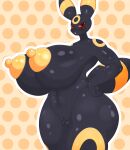  absurd_res big_breasts blush breasts eeveelution female generation_2_pokemon genitals hi_res huge_breasts hyper hyper_breasts nintendo nipples nude omenyanozero pokemon pokemon_(species) pussy solo thick_thighs umbreon 