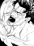  1boy boku_no_hero_academia bruise bruise_on_face constricted_pupils endeavor_(boku_no_hero_academia) facial_hair fighting_stance greyscale highres injury looking_at_viewer male_focus mature_male monochrome muscular muscular_male portrait sashimi92708329 scar scar_across_eye scar_on_face serious short_hair shouting solo speed_lines spiked_hair stubble thick_eyebrows 