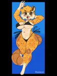  absurd_res anthro big_breasts bikini breasts clothing felid feline felis female gesture hi_res luna_(xthelunarfox) mammal panthera_cantus sand_cat simple_background smile smiling_at_viewer solo swimwear thick_thighs waving waving_at_viewer wide_hips 
