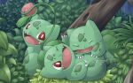  animal_focus bright_pupils bulbasaur bush claws closed_eyes ditb fangs food forest fruit holding holding_food holding_fruit nature nostrils one_eye_closed open_mouth outdoors peach plant pokemon pokemon_(creature) red_eyes vines white_pupils 