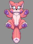  3_toes blue_eyes feet fur hi_res paws pink_body plushie solo symrea toes 