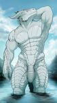  9:16 abs anthro balls biceps big_penis claws corrsk detailed_background digital_media_(artwork) dragon dragonborn_(dnd) dungeons_and_dragons flaccid genitals hasbro hi_res horn humanoid_genitalia humanoid_penis lake looking_at_viewer male muscular muscular_anthro muscular_male nude outside pecs penis scales sky smile solo water wizards_of_the_coast 