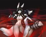  anthro blue_eyes bonika_(bonifasko) breasts dragonfu duo female frankie_(dragonfu) fur genitals grey_body grey_fur mammal nipples nude purple_eyes pussy tail white_body white_fur 