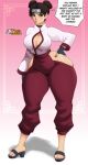  1girl absurdres breasts feet highres jay_marvel lips looking_at_viewer naruto naruto_(series) solo tenten_(naruto) thick_thighs thighs toes wide_hips 