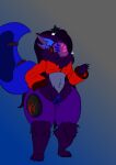  absurd_res anthro big_tail clothing crop_top fluffy hi_res machine mamagen multi_ear multi_eye protogen protogenqueen queen royalty shirt short_stack solo tail thick_thighs topwear 
