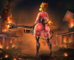  big_butt blonde_hair boots butt clothing equid equine fire flamethrower footwear friendship_is_magic hair hasbro hi_res high_heeled_boots high_heels looking_at_viewer mammal multicolored_hair my_little_pony orange_hair pyro_(team_fortress_2) ranged_weapon skinsuit skintight_suit spitfire_(mlp) tail tail_wraps team_fortress_2 thick_thighs tight_clothing town transfaled_(fwexz) two_tone_hair valve weapon wonderbolts_(mlp) wraps 