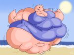  2018 3_toes 4:3 5_fingers anthro bar_emanata batspid2 beach belly big_belly big_breasts breasts cel_shading clothing digital_drawing_(artwork) digital_media_(artwork) emanata eyebrows eyelashes eyes_closed feet female fingers flabby_arms frill_(anatomy) full-length_portrait head_crest head_frill huge_breasts huge_thighs juna_(batspid2) lizard membrane_(anatomy) membranous_frill morbidly_obese morbidly_obese_anthro morbidly_obese_female motion_lines navel obese obese_anthro obese_female overweight overweight_anthro overweight_female pink_body pink_skin portrait reptile sand scalie sea seaside shaded signature smile solo sun swimwear tail thick_thighs toes water wide_hips 