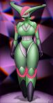  absurd_res anthro big_breasts breasts el_zeta female future_pokemon generation_9_pokemon green_body grey_body hi_res iron_leaves looking_at_viewer nintendo paradox_pokemon pink_eyes pokemon pokemon_(species) solo thick_thighs 