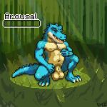  alligator alligatorid animated anthro balls big_penis blush crocodilian digital_media_(artwork) foreskin foreskin_play gameplay_mechanics genitals huge_penis hyper hyper_genitalia hyper_penis male masturbation muscular nipple_fetish nipple_play pecs penis pixel_(artwork) pixel_animation reptile scalie solo swamp text transformation u4e 