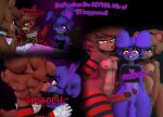  3d_(artwork) animatronic anthro armwear balls bear bedroom_eyes big_butt big_penis black_and_red blue_eyes blush bonnie_(cally3d) bonnie_(fnaf) brown_body brown_fur brown_hair butt cally3d canid canine clothed clothing comic crop_top cryptiacurves cute_expression cute_eyes dialogue digital_media_(artwork) duo embarrassed english_text erection excited excited_expression five_nights_at_freddy&#039;s fox foxy_(cally3d) foxy_(fnaf) freddy_(fnaf) fredina&#039;s_nightclub fredina_(cally3d) fur genitals girly girly/girly girly_dominant group hair hand_on_butt hands_behind_back hi_res humanoid humanoid_genitalia humanoid_penis imminent_sex info_dumping kissing lagomorph legwear leporid machine male male/male mammal multiple_images narrowed_eyes nervous nervous_expression nervous_smile nipples nude open_mouth pattern_armwear pattern_clothing pattern_legwear penis pink_eyes purple_body purple_fur purple_hair rabbit red_body red_fur red_hair rednewth robot scottgames seductive shirt simple_background smile striped_armwear striped_clothing striped_legwear stripes surprise surprised_expression text the_bite_of_87 thick_thighs thigh_highs topwear trio whispering wide_hips yellow_eyes 