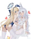  +_+ 2girls :o ahoge animal_ears ass azur_lane blonde_hair blue_archive blue_bow blue_eyes blue_hair blue_leotard blush bow braid breasts chinese_commentary choker crossed_bangs crossover english_commentary fake_animal_ears fake_tail fang feet_out_of_frame french_braid grey_hair hair_between_eyes hair_bow half_updo halo heart highres le_malin_(azur_lane) le_malin_(listless_lapin)_(azur_lane) leotard long_hair looking_at_viewer low_twin_braids manjuu_(azur_lane) mixed-language_commentary multicolored_hair multiple_girls nontraditional_playboy_bunny o-ring o-ring_choker pantyhose playboy_bunny polecat_(pixiv_31682054) rabbit_ears rabbit_tail shadow sidelocks simple_background skin_fang small_breasts streaked_hair tail thighhighs thighs toki_(blue_archive) toki_(bunny)_(blue_archive) trait_connection twin_braids very_long_hair white_background white_bow white_choker white_leotard white_pantyhose white_thighhighs wrist_cuffs 