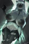  anthro areola big_areola big_breasts breasts chain_necklace clothing felid female galacticmichi garter_belt garter_straps ghost jewelry legwear lingerie mammal necklace neckwear nipples pubes scratching solo spirit stockings torn_clothing torn_legwear torn_stockings white_body 