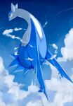  blue_sky cloud flying full_body highres kou11021301 latios looking_at_viewer no_humans pokemon pokemon_(creature) sky solo 