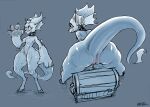  2022 absurd_res anthro anus big_hands butt female genitals hi_res hooves horn hybrid kobold multiple_poses noctoc pawpads pose presenting presenting_hindquarters pussy raised_tail sketch solo tail thick_tail thick_thighs treasure_chest 