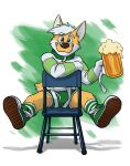  alcohol anthro avery_(vir-no-vigoratus) beer beer_foam beer_mug beverage black_nose blue_eyes briefs bulge canid canine canis chair clothing collar colored_seam_underwear detailed_background domestic_dog footwear fur furniture green_briefs green_clothing green_collar green_dog_collar green_sneakers green_underwear hair herding_dog holding_beer holding_beverage holding_object holidays male mammal open_mouth orange_body orange_fur pastoral_dog restraints shadow shoes simple_background sitting sitting_backwards smile sneakers socks solo st._patrick&#039;s_day straitjacket teeth_showing underwear vir-no-vigoratus welsh_corgi white_background white_body white_clothing white_footwear white_fur white_hair white_seam_briefs white_seam_underwear white_socks 