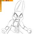  amulet angry anthro clothing disney female glowing glowing_eyes hi_res jewelry judy_hopps lagomorph leporid mammal necklace police_uniform rabbit simple_background sketch solo spoof_(artist) uniform white_background yelling zootopia 