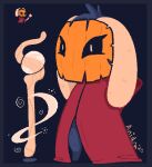  anidra anthro cape cape_only clothing digital_media_(artwork) fan_character female floppy_ears fluffy furry low_res magic mammal mask mostly_nude pixel_(artwork) pumpkin_mask settlemoon solo squash_(character) staff unknown_species weapon 