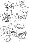  anthro balls bite biting_lip canid canine canis claws clothed clothing conner_(sketchytoasty) digital_drawing_(artwork) digital_media_(artwork) fur genitals human looking_down male mammal pain shaved_fur sitting sketch sketchytoasty solo thought_bubble topless topless_anthro topless_male twitching underwear underwear_only vein wince wolf 