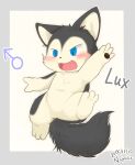  2018 age_difference anthro canid canine canis digital_drawing_(artwork) digital_media_(artwork) digital_painting_(artwork) domestic_dog fur lux_(namoke) male mammal namoke solo text young younger_male 