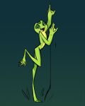  2023 amphibian anthro bedroom_eyes disney female fluttershythekind frog full-length_portrait green_background green_body hi_res looking_at_viewer membrane_(anatomy) narrowed_eyes nude nude_female on_one_leg open_mouth open_smile portrait princess_tiana seductive simple_background smile solo standing the_princess_and_the_frog webbed_feet webbed_hands 