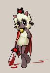  ambiguous_gender anthro blood bodily_fluids bovid caprine clothed clothing cult_of_the_lamb lamb_(cult_of_the_lamb) mammal melee_weapon partially_clothed simple_background solo sword weapon xszwhr 