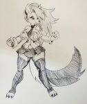  2023 absurd_res anthro big_breasts big_tail black_and_white bottomwear breasts canid canid_demon claws clothing curvy_figure demon eyelashes female filia fingers fluffy fluffy_tail hair hellhound helluva_boss hi_res hourglass_figure legwear long_hair long_tail loona_(helluva_boss) mammal monochrome necktie paws pikapika212 sketch skirt skullgirls small_waist smile snout solo tail thick_thighs thigh_highs voluptuous wide_hips 