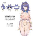  1girl absurdres adapted_costume armlet blue_eyes blue_hair breasts chibi chibi_inset cosplay curvy dress hair_intakes hairband highres huge_breasts inverted_nipples medusa_(mythology) medusa_(mythology)_(cosplay) mouth_veil multiple_views narrow_waist navel no_bra ouro_kronii pearl_thong rika_(akarika057) see-through see-through_dress see-through_veil sketch snake_hair unfinished veil white_dress wide_hips yellow_hairband 