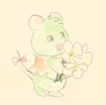  2023 anthro biped chibi clothed clothing flower gamba_no_bouken gamba_no_bouken_(series) green_body low_res mammal mouse murid murine plant rodent shioji_(gamba_no_bouken) simple_background tmim 