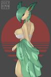  2023 absurd_res breast_squish breasts brown_eyes cleavage cleavage_overflow clothed clothing eeveelution elemental_creature elemental_humanoid female flora_fauna fusion gardevoir generation_3_pokemon generation_4_pokemon green_hair hair hi_res humanoid hybrid juicydemon leafeon looking_at_viewer looking_back looking_back_at_viewer nintendo plant plant_humanoid pokemon pokemon_(species) pokemon_fusion simple_background solo squish wraps yellow_body 
