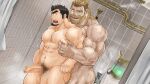  2boys abs ass bara bathing beard bergamond_(crave_saga) black_hair brown_hair censored completely_nude crave_saga erection facial_hair goatee grabbing grabbing_from_behind jewelry large_pectorals male_focus male_pubic_hair mosaic_censoring multiple_boys muscular muscular_male navel necklace nipples non-web_source nude official_art pectoral_grab pectorals penis protagonist_(crave_saga) pubic_hair raineru_(gryffindor131) ring shared_bathing short_hair water wet wet_hair yaoi 