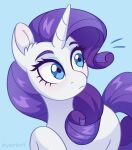  artist_name blue_background blue_eyes blush equid equine eyebrows eyelashes eyeshadow female feral friendship_is_magic fur hair hasbro hi_res horn makeup mammal my_little_pony purple_hair purple_tail rarity_(mlp) simple_background skysorbett solo tail unicorn unicorn_horn white_body white_fur 