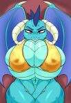  anthro areola big_breasts blue_body breasts dragon female friendship_is_magic hasbro hi_res huge_breasts hyper hyper_breasts membrane_(anatomy) membranous_wings my_little_pony navel non-mammal_breasts princess_ember_(mlp) scalie seii3 solo thick_thighs wide_hips wings 