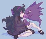  absurd_res ambiguous_gender bodily_fluids clothed clothing drooling duo female feral french_kissing generation_1_pokemon hand_holding hand_on_tongue haunter hex_maniac hi_res human interspecies kissing long_tongue mammal nintendo pokemon pokemon_(species) pokephilia saliva tongue ungulatr 