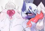  absol animal_genitalia animal_penis anthro balls blush bodily_fluids body_writing canine_genitalia canine_penis cum cum_in_pussy cum_inside cumshot duo ejaculation female fur generation_3_pokemon genital_fluids genitals hair hi_res horn licking male nintendo oral penetration penile penis penis_lick pokemon pokemon_(species) prsmrti pussy red_eyes sex tongue tongue_out vaginal vaginal_penetration white_body white_fur white_hair 