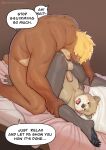  ahegao anal anal_penetration anthro ass_up bear bed blonde_hair bodily_fluids brown_body brown_fur burrbles dialogue drooling duo english_text eye_roll fur furniture grabbing_both_legs grabbing_sheets hair hi_res kneeling kokosetto legs_above_head looking_pleasured male male/male male_penetrated male_penetrating male_penetrating_male mammal on_bed oral pawpads penetration rimmed_silly rimming roleplay saliva saliva_on_butt sex shoulder_stand slightly_chubby text 