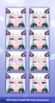  aqua_pupils azur_lane closed_eyes closed_mouth expression_chart hair_between_eyes hair_ornament half-closed_eyes kearsarge_(azur_lane) no_pupils official_art open_mouth pink_eyes second-party_source smile unusually_open_eyes white_hair 
