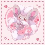  animal_hands cinccino commentary_request dot_nose fluffy heart highres neck_fur no_humans open_mouth pawpads pink_background pokemon pokemon_(creature) solo towa_(clonea) white_fur 